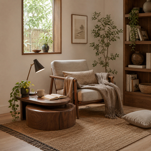 Modern Solid Suar Wood Contemporary Oval Nesting Coffee <b>Table</b> High Quality <b>Walnut</b> Finish Rotating Swivel Living Room Brand - Product Image 5