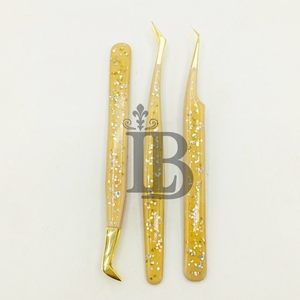 Ensemble de pinces à cils pour extensions de cils, nouvelle version personnalisée, pinces à cils en acier inoxydable avec paillettes, qualité supérieure, prix bas, durables - Product Image 2