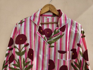 Conjunto de Pijama Unisex de Manga Larga con Estampado Floral, 100% Algodón Satinado, Ropa de Dormir Informal para Primavera/Verano, Patrón Tejido - Product Image 4