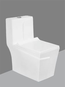 Inodoro de Baño Premium de Una Pieza, Montado en el Suelo, Cuadrado, de Cerámica, con Descarga por Gravedad, Sifón en S, Sifón en P, Descarga Dual de 3 y 6L - Product Image 1