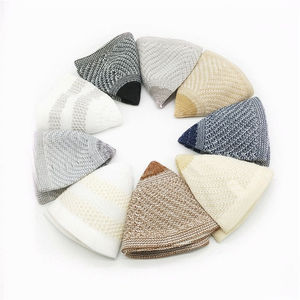 หมวกฮิญาบอิสลามทำมือจากผ้าฝ้าย ปักลายถักนิตติ้ง สำหรับผู้ชาย - Product Image 3