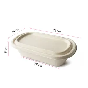 800ml Recycle Waste Biodegradable Packaging Bagasse <b>Box</b> - Product Image 4