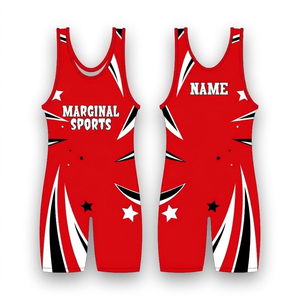 Traje de Lucha Libre para Hombre en Material Elástico, Singlet Profesional de Lucha Libre con Diseños Sublimados, Nombre del Equipo y Números, Uniformes de Lucha Libre - Product Image 1