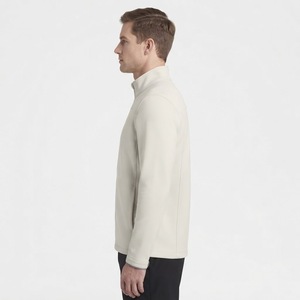 Chaqueta de Forro Polar Beige para Hombre, Cierre Completo, Cuello Alto, Casual, Resistente al Viento, Corte Regular, Color Sólido, Poliéster, Ropa de Otoño - Product Image 4