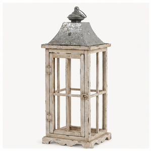 Factory Sale Wood <b>Lantern</b> with Galvanized Metal Top <b>Large</b> Decorative Farmhouse <b>Candle</b> Holder for Indoor Outdoor Wedding & Home - Product Image 4