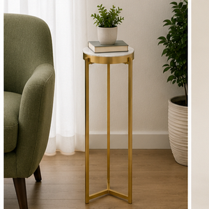 Modern <b>Round</b> Marble <b>Top</b> Side <b>Table</b> with Brass Metal Frame Contemporary Living Room Furniture Decorative Accent <b>Table</b> - Product Image 3