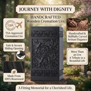 Hand Carved American Style Durable Wooden Cremation Urn for Pet Deer Fish Hunting Theme Eco-Friendly <b>Memorial</b> <b>Box</b> - Product Image 6