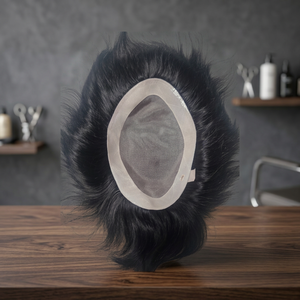 Toupet Taz Hair BD à base de dentelle mono, cheveux raides noirs, raie centrale, texture 28mm, cheveux indiens Remy, nœuds invisibles, densité 130% - Product Image 1