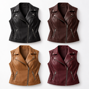 Gilets en cuir sur mesure grande taille pour femmes - Vente en gros - Fabricant et fournisseur OEM direct d'usine - Product Image 5