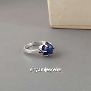 Vintage 925 Sterling Silver Natural Amethyst <b>Ring</b> | Round Cabochon Purple Gemstone Boho & Hippie Style Bezel Set Unisex <b>Ring</b> - Product Image 2