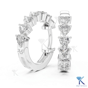 Boucles d'oreilles créoles Huggie en or massif 14K 18K avec diamants CVD taille cœur cultivés en laboratoire, bijoux fins pour femmes, vente en gros fabricant - Product Image 5