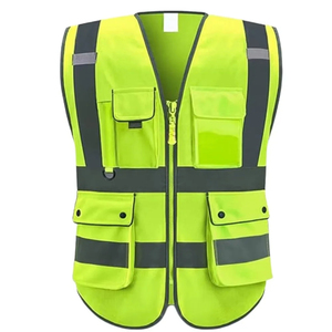 Chaleco de Seguridad de Alta Visibilidad Reflectante Amarillo Verde de Poliéster Unisex para Adultos con Bolsillos y Cierre Frontal - Product Image 2