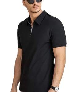 Wholesale High Quality Customized Logo <b>Classic</b> Polo T-shirts for Men Quarter Zip Ribbed Knit Polo Shirt - Product Image 3