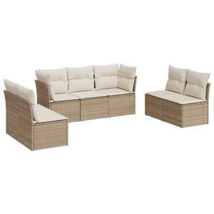 Conjunto de Sofá de Jardín Grande con Patas Ajustables en Ratán Sintético PE Beige, Muebles de Jardín Ajustables - Product Image 2