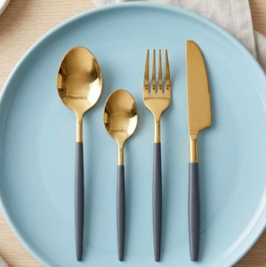 Juego de Cubiertos con Recubrimiento PVD Dorado, con Mangos Forjados, Diseño Moderno, Apto para Lavavajillas, Cuchara, Tenedor, Cuchillo, Juego de Cubiertos de 4 Piezas - Product Image 2