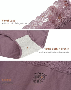 Culottes pour femmes, strings sans couture, dentelle, côtés ondulés, taille basse, équipement de haute qualité, matière douce et extensible - Product Image 4