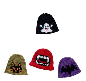 Vente en gros de bonnets côtelés en câble épais tricot unisexe casquettes jacquard Logo chapeaux à revers Logo personnalisé bonnet 2024 bonnets de haute qualité - Product Image 3