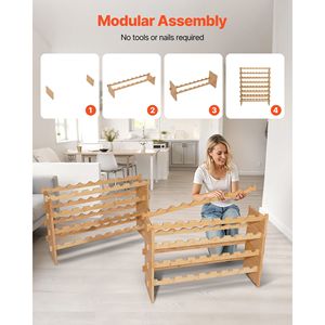 Portabottiglie Modulare Impilabile a 8 Livelli per 72 Bottiglie, Robusto Espositore da Terra con Ripiani Anti-oscillazione - Product Image 6