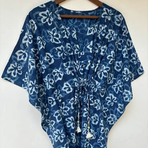 Vestido Kaftán Casual de Verano sin Mangas con Estampado Floral Digital, de Algodón, para Mujer, Traje de Baño, Disponible en Islas del Pacífico Asiático - Product Image 5