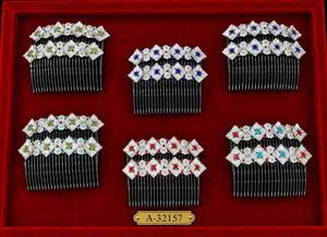 หวีผมโลหะผสมสไตล์จีนพร้อมดีไซน์ดอกไม้สีทอง A-32160 คุณภาพสูง - Product Image 3