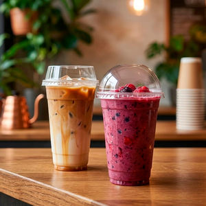 Gobelets ronds jetables transparents en PP Quang Quan 95 mm à paroi simple 16 oz et 24 oz pour café, thé, jus et boissons froides - Product Image 1