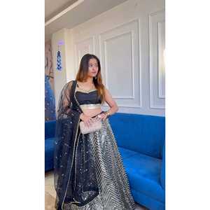 ชุดราตรีออกแบบ sequin & zari ทำงาน lehenga choli สำหรับงานปาร์ตี้ - Product Image 2