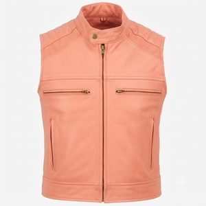 Gilet en cuir pour femme, design personnalisé, coupe ajustée, style motard, couleur personnalisable, pour l'extérieur, la conduite et les voyages - Product Image 2
