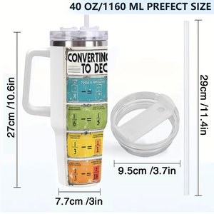 Custom <b>Insulated</b> Tumbler 40oz Stainless Steel Travel <b>Mug</b> With Fraction Conversion Design - Product Image 4