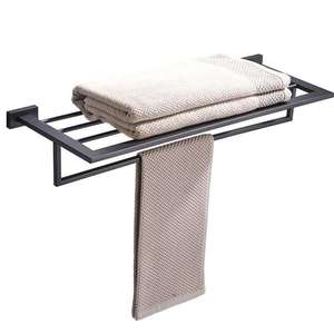 Toallero Doble de Pared Negro y Juego de Organizador de Baño Moderno de Acero Inoxidable - Product Image 1