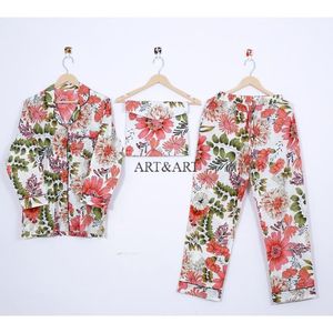 ชุดนอนฤดูร้อนลายดอกไม้ผ้าฝ้าย ดีไซน์ใหม่สวยหรู ขายดี มีหลายขนาดให้เลือกสำหรับผู้หญิง - Product Image 1