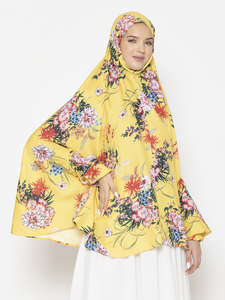 Women Floral Printed <b>Chiffon</b> Hijab Long Lightweight <b>Scarf</b> For Daily Wear All Seasons Yellow With Colorful Flowers Pattern - Product Image 5