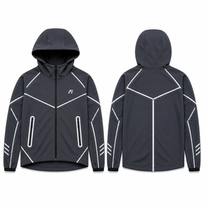 Nouvel ensemble de survêtement Tech Fleece avec capuche et fermeture éclair, réfléchissant, en polyester/coton, pour l'automne - Product Image 2