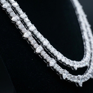 Cadena de tenis con diamantes de laboratorio redondos y en forma de pera, con incrustaciones de diamantes, estilo hip hop urbano, collar de moda, cadenas de diamantes hechas a medida - Product Image 3
