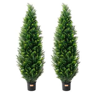 Confezione da 2 5 'resistente UV cedro artificiale topiaria albero interno/esterno finto arredamento di piante - Product Image 1