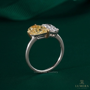 Bague en diamant jaune ovale et poire, pureté VS1, disponible en or 9k, 10k, 14k, 18k, bijoux de luxe pour fiançailles ou mariage - Product Image 2