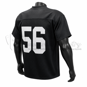 Maillot de football personnalisé en maille noire, uniforme d'équipe athlétique, vêtements de sport respirants, fournisseur OEM - Product Image 4
