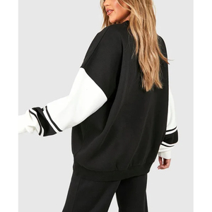 Sweat-shirt à capuche pour femme, style streetwear personnalisé, color block, en molleton de coton, col rond, haute qualité - Product Image 2