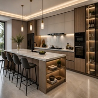 Fabricant d'armoires de cuisine sur mesure OEM, armoires de cuisine modulaires, matériau imperméable, tiroirs à fermeture douce pour projets résidentiels