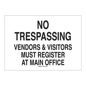 Señal de Registro de Visitantes con Prohibido el Acceso de Brady para Fábricas, Oficinas y Instalaciones - Product Image 1