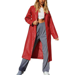 Abrigos Largos de Invierno para Mujer, Diseño Moderno 2022, Estilo Urbano, Chaquetas de Cuero Auténtico con Cinturón - Product Image 1