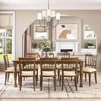 Ensemble de table à manger rectangulaire en bois traditionnel avec 8 chaises rembourrées, meubles rustiques pour la maison