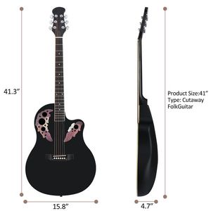 41-Inch Cutawary Round Back Acoustic Guitar with Spruce Top and Grape Hole Black Color - Product Image 6