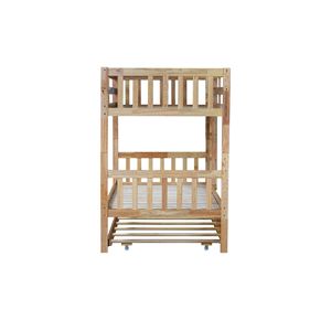 Letto a Castello Convertibile in Legno di Gomma con Letto Estraibile, per 2 Letti Singoli, Scala di Sicurezza Inclusa - Product Image 4