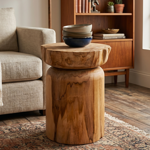 ARTERRA Meubles en teck artisanaux de luxe pour entrepôts et hôtels, sièges cylindriques rustiques en teck naturel - Product Image 4