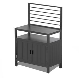 Isola Cucina Esterna Autoportante in Alluminio con Armadietto Grill Sospeso a Parete e Spazio di Stoccaggio per Appassionati di Barbecue - Product Image 1