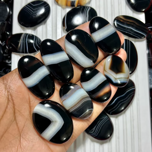 Nueva llegada de piedra de cristal natural de alta calidad para sanación, ágata y ágata negra rayada para la fabricación de joyas. - Product Image 3