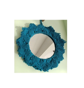 Decoración de Dormitorio con Acabado Natural, Tapiz Bohemio con Marco Tejido a Mano, Decoración de Pared con Espejo de Macramé para Interiores - Product Image 5