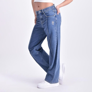 Pantalones vaqueros holgados para mujer con bajo MOQ, de mezclilla elástica, casuales, cómodos para el día a día, a la moda, para damas. - Product Image 5