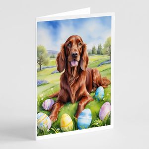 Irish Setter Easter Egg Hunt Paquete de tarjetas de felicitación Whimsical A7 Tamaño 5x7 Tarjetas de notas en blanco con sobres Paquete de 8 - Product Image 1