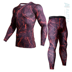 Unisex Spandex/Nylon Anti-Gym Rash Guard Sportsuit MMA Kick <b>Boxing</b> Muay Thai Shorts and Jogging <b>Shirt</b> + Pants Set Anti-UV UPF50 - Product Image 2